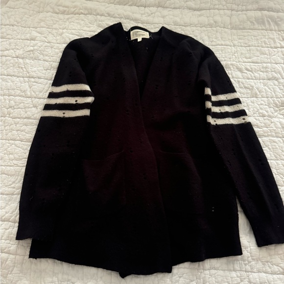 Current/Elliott Striped Wool Open Front Destroyed Cardigan - Picture 3 of 8